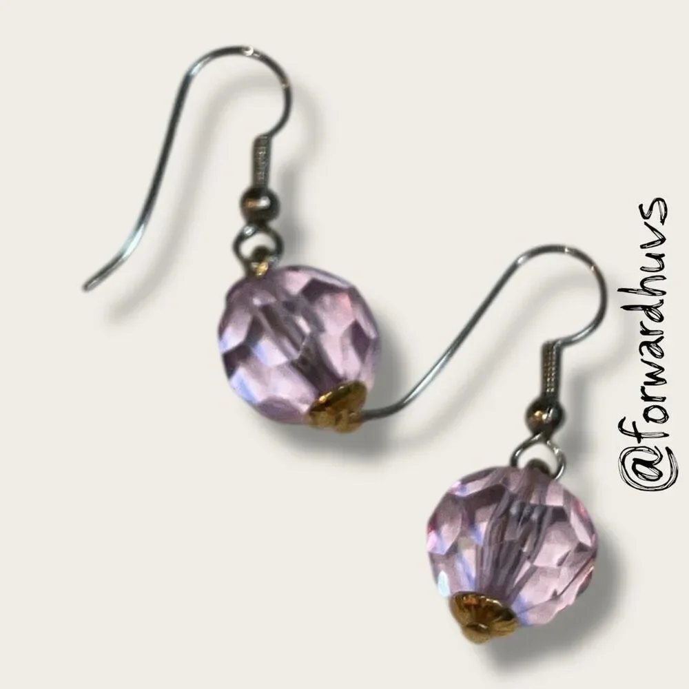 Bundle Sale 3 for $15 | Faceted Plastic Pink Dangle Earrings – 1.5”